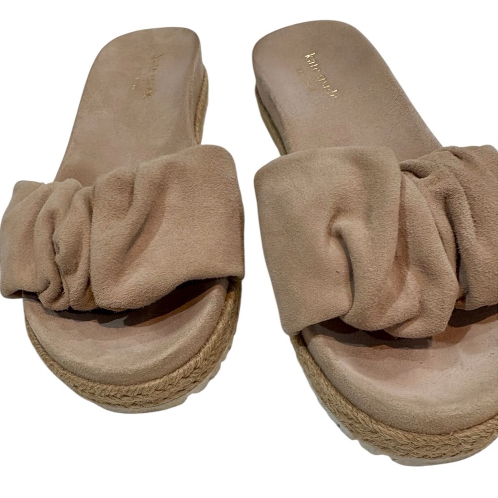 Kate Spade New York Women's Zira Slide Sandals in Tan Suede EUC Clean & Cute!